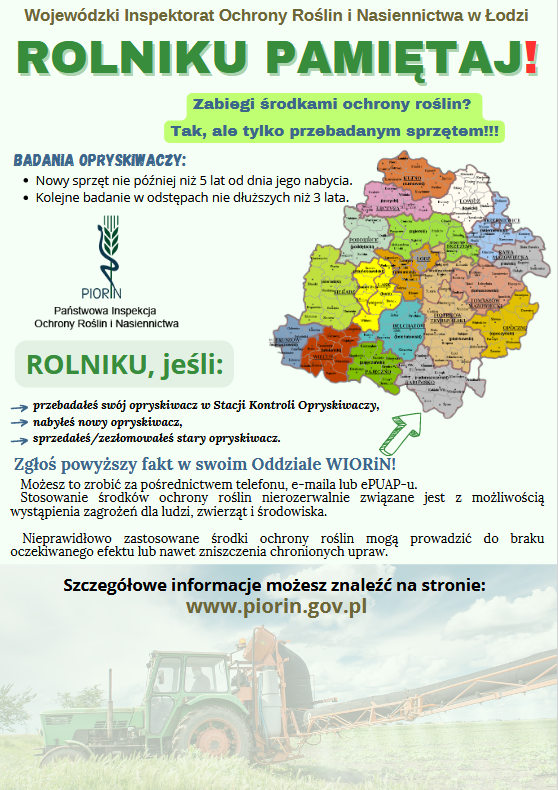 Plakat opracowany przez organizatora badań opryskiwaczy, treść plakatu znajduje się w artykule